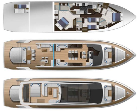 卡帝尔（Galeon）820Skydeck运动飞桥游艇布局图1