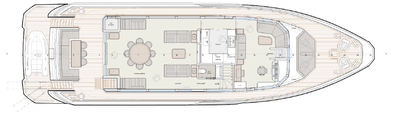 27米东海（Kingship）Discovery90飞桥游艇布局图