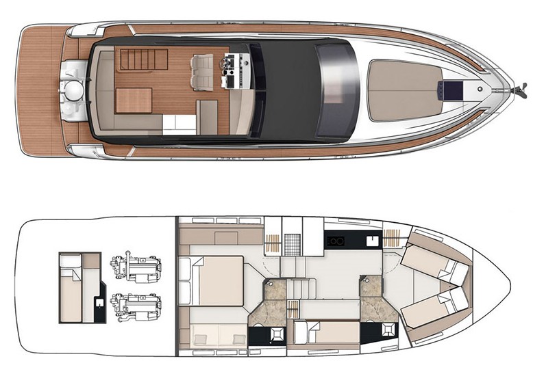 15米菲尔兰（Fairline）Squadron50飞桥游艇设计图